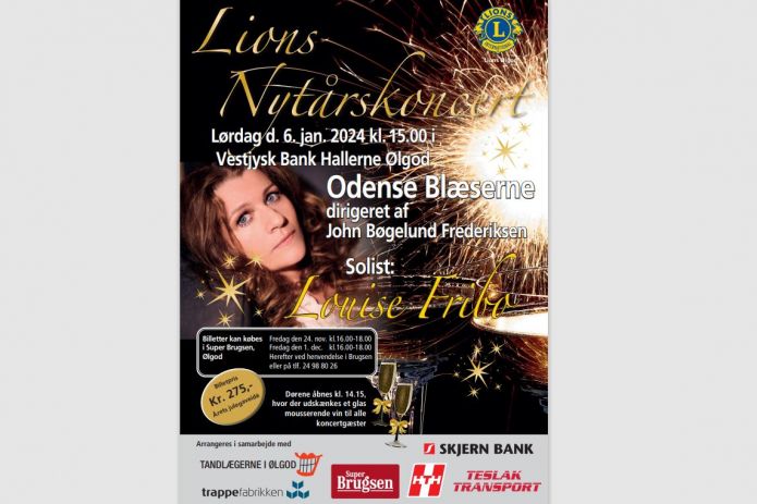 Billetsalget starter fredag den 1. december til Lions Ølgods nytårskoncert 2024.