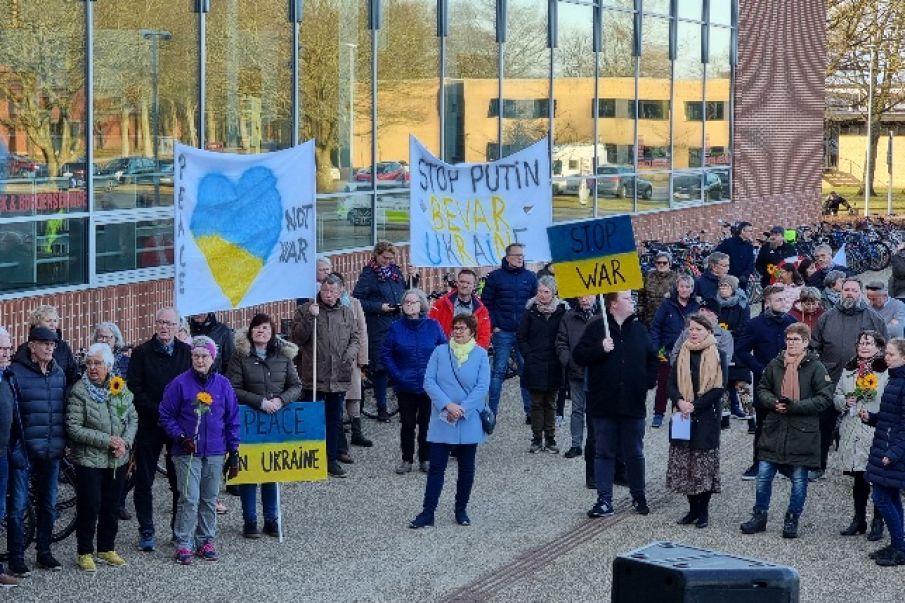 Ukraine. Indslag fra onsdag eftermiddags støtte-demonstration i Grindsted